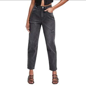 Wild Fable High Waisted Straight Leg Distressed Jeans - Size 8 in Washed Black